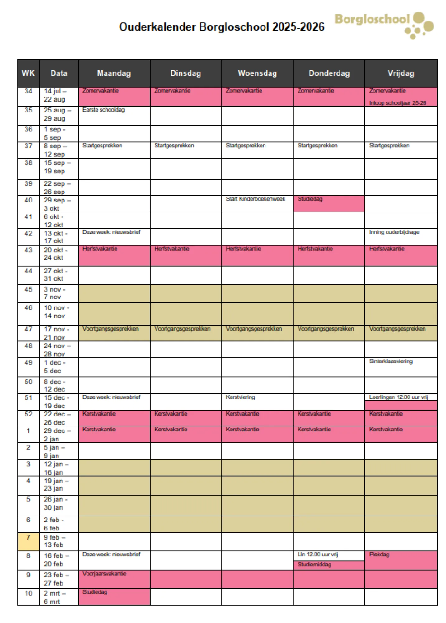 Ouderkalender 2025-2026